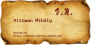 Vittman Mihály névjegykártya